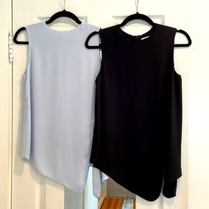 Babaton Aritzia Hopkins Light Blue and Black Side Tie Sleeveless Blouse Size XS